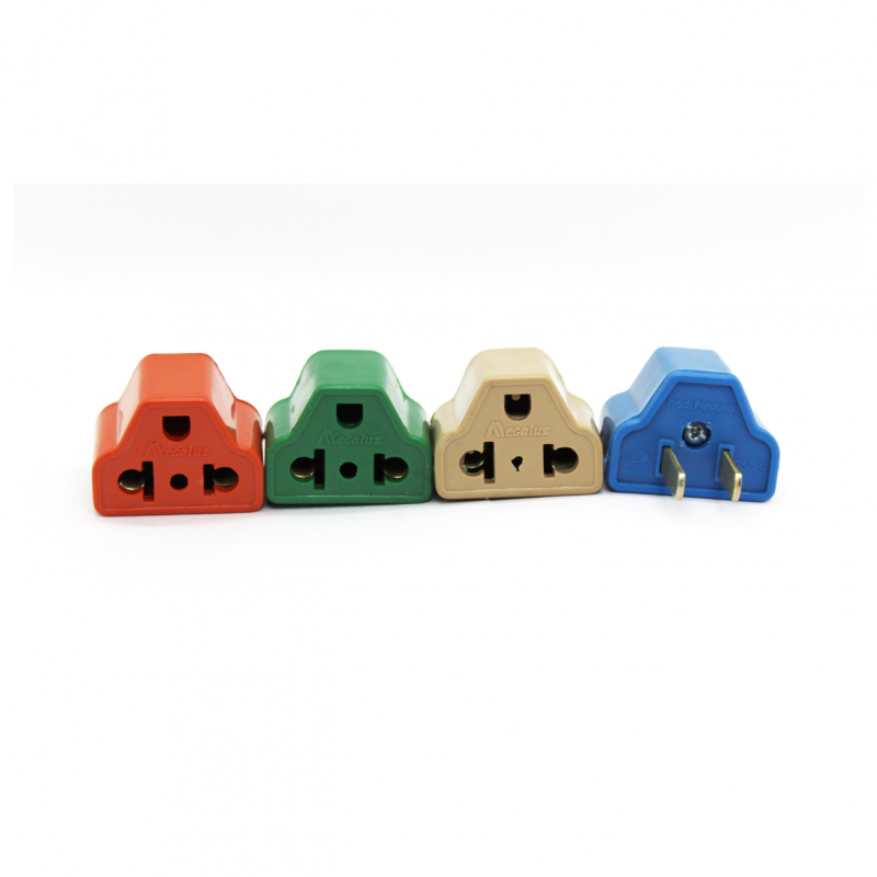 ADAPTADOR UNIVERSAL PLANO 16A 250V COLORES PVC X 4 UNID
