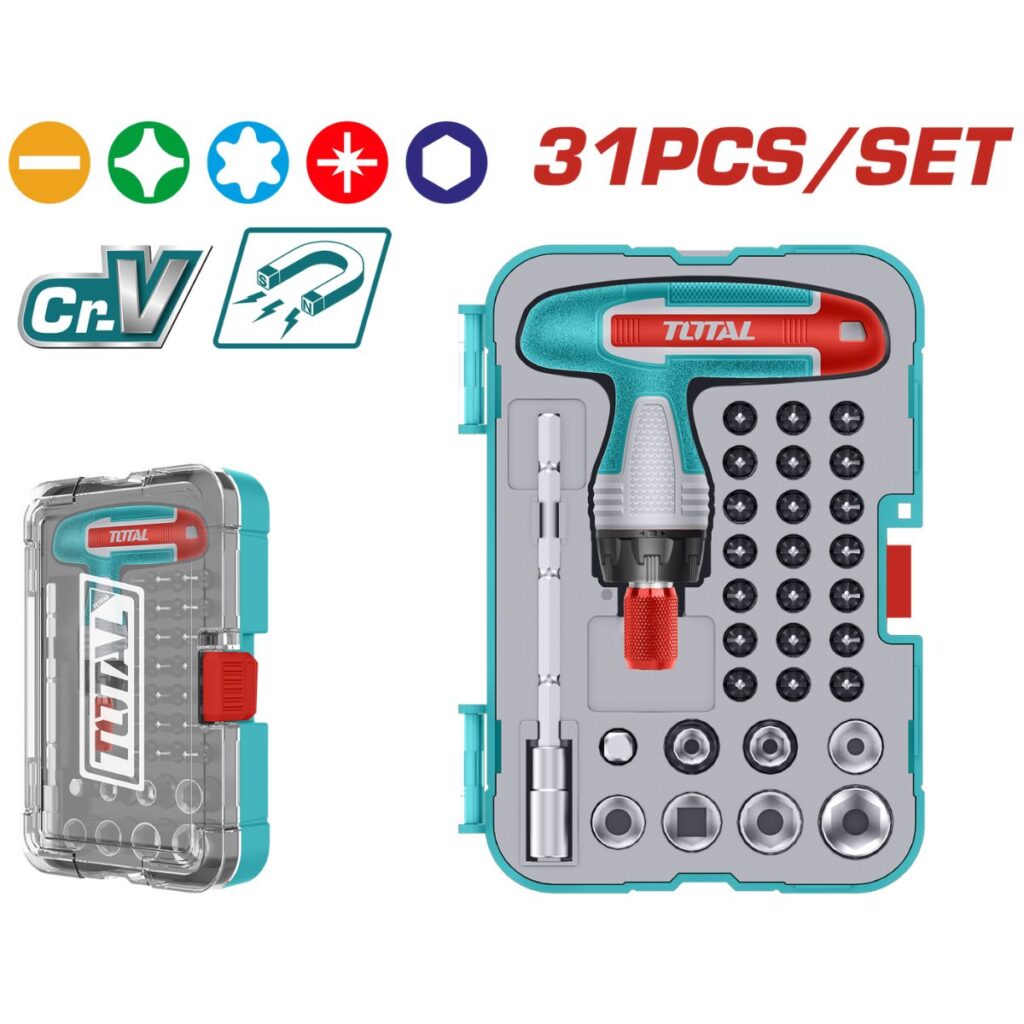 ATORNILLADOR RACHET + PUNTAS 31PCS MAGNETICO CON ESTUCHE  TOTAL
