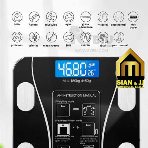 BALANZA DIGITAL BLUETOOTH 180KG CONTOL DE PESO INTELIGENTE. - Copy