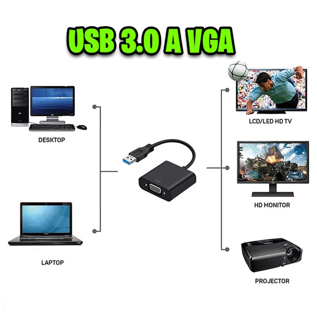 CONVERTIDOR ADAPTADOR USB 3,0 A VGA FULL HD