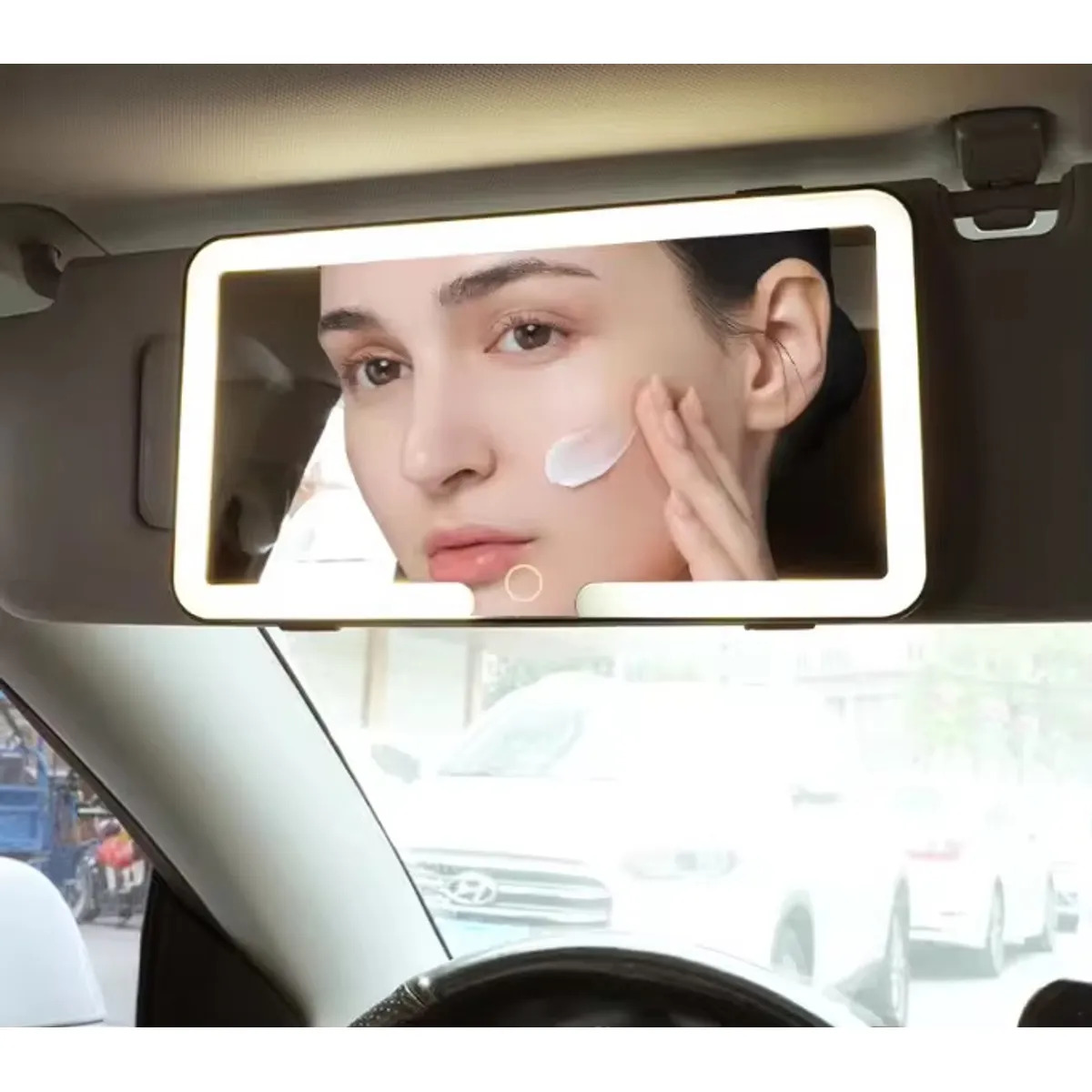 Espejo De Maquillaje Recargable Luz Led 3 Tonos Para Carro
