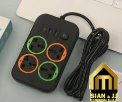 EXTENSION DE 2 MTROS CON 4 SALIDAS +2USB+1C