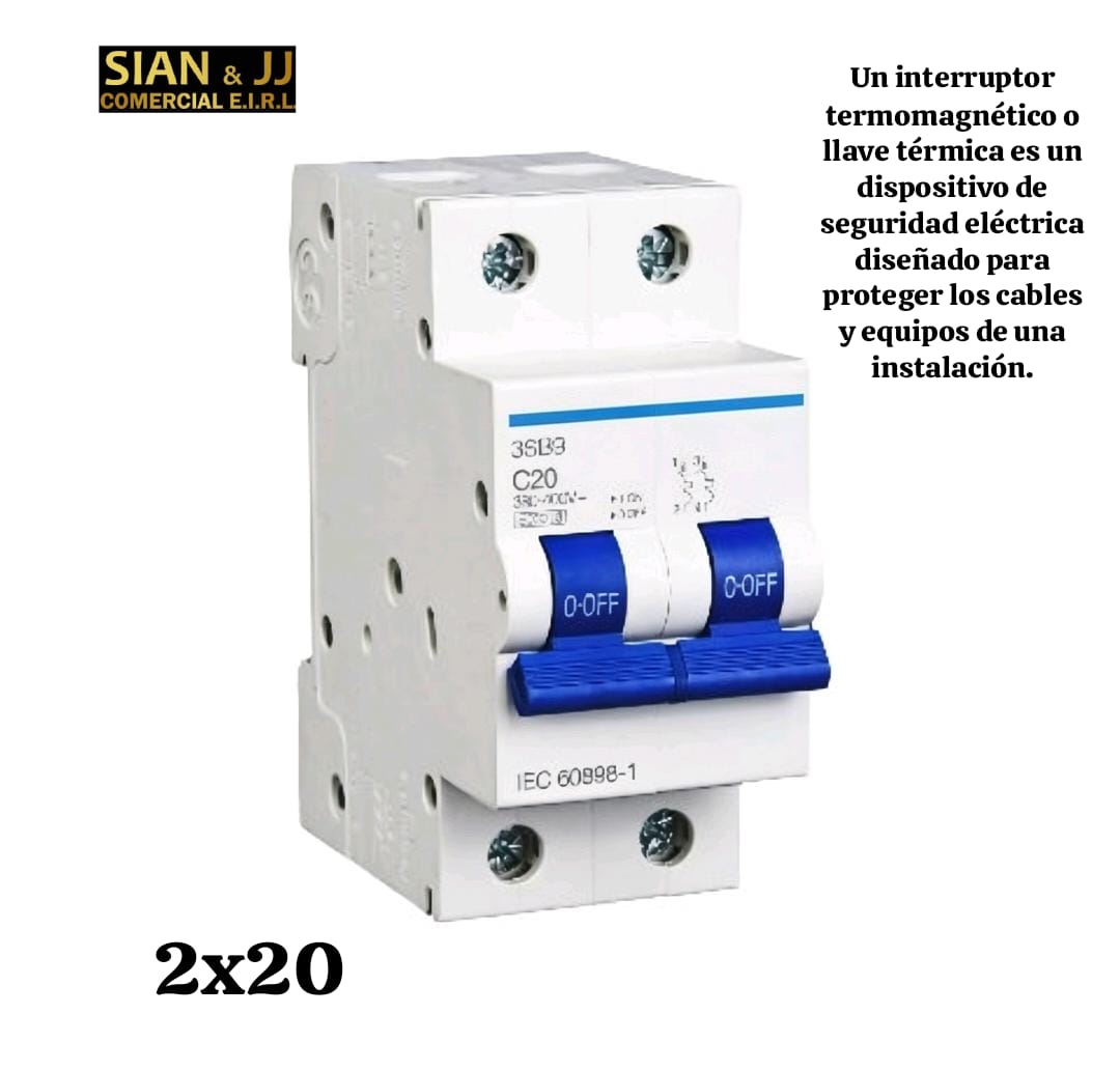 INTERRUPTOR TERMOMAGNETICO  2X20AMP 220V /415V MARCA CELUX