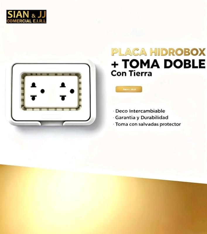 PLACA HERMETICA HIDROBOX IP55 + TOMA UNIVERSAL DOBLE CON TIERRA 15AMP