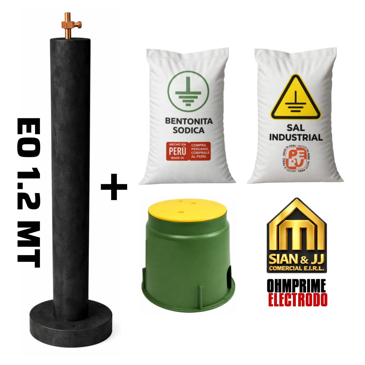 SISTEMA POZO A TIERRA ELECTRODO 3/4+ ADITIVOS + BOVEDA OHMPRIME  1.2M