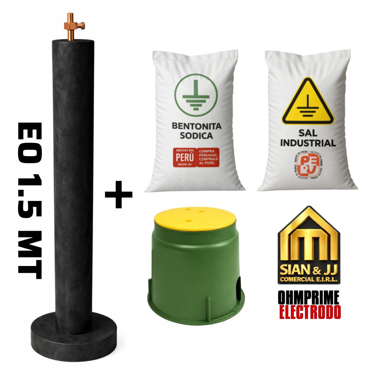 SISTEMA POZO A TIERRA ELECTRODO 3/4 + ADITIVOS + BOVEDA OHMPRIME  1.5M.