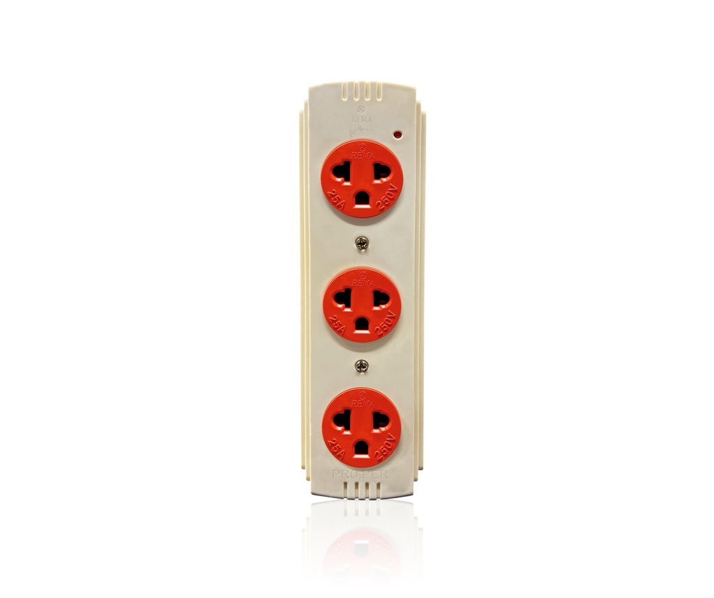 TOMACORRIENTE TRIPLE INDUSTRIAL CREMA 25A-250V